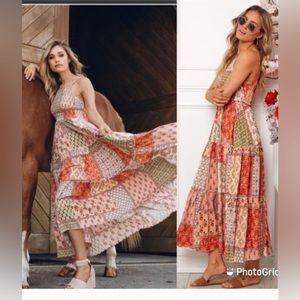 Abel The Label  Maxi Multi-print dress